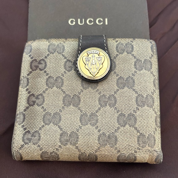 Sold!! Authentic GUCCI Vintage Crystal Monogram Hysteria French wallet - Picture 1 of 16